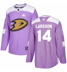 Men's Adidas Anaheim Ducks #14 Jacob Larsson Authentic Purple Fights Cancer Practice NHL Jersey