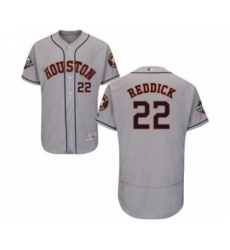 Men's Houston Astros #22 Josh Reddick Grey Road Flex Base Authentic Collection 2019 World Series Bound Baseball Jersey