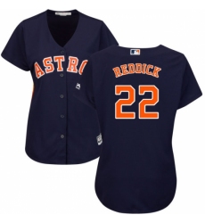 Women's Majestic Houston Astros #22 Josh Reddick Replica Navy Blue Alternate Cool Base MLB Jersey