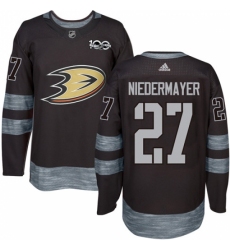 Men's Adidas Anaheim Ducks #27 Scott Niedermayer Authentic Black 1917-2017 100th Anniversary NHL Jersey