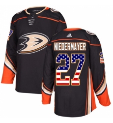 Men's Adidas Anaheim Ducks #27 Scott Niedermayer Authentic Black USA Flag Fashion NHL Jersey