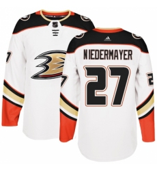 Men's Adidas Anaheim Ducks #27 Scott Niedermayer Authentic White Away NHL Jersey