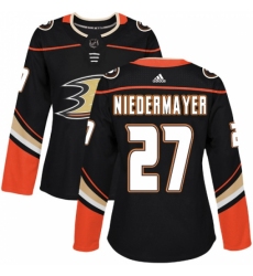 Women's Adidas Anaheim Ducks #27 Scott Niedermayer Authentic Black Home NHL Jersey
