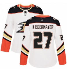 Women's Adidas Anaheim Ducks #27 Scott Niedermayer Authentic White Away NHL Jersey