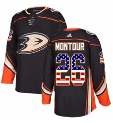 Men's Adidas Anaheim Ducks #26 Brandon Montour Authentic Black USA Flag Fashion NHL Jersey