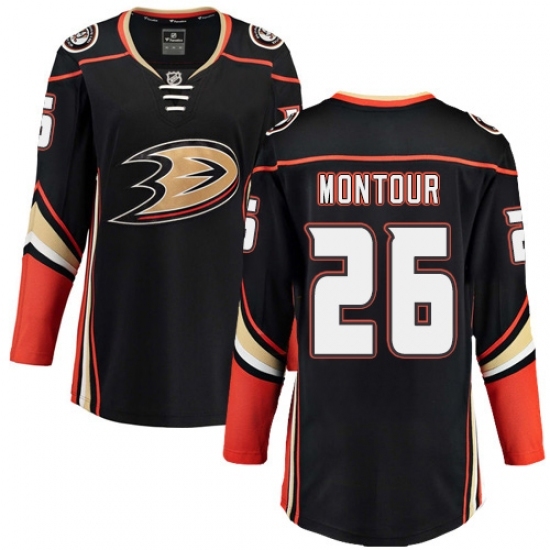Women's Anaheim Ducks #26 Brandon Montour Fanatics Branded Black Home Breakaway NHL Jersey Women's Anaheim Ducks #26 Brandon Montour Fanatics Branded Black Home Breakaway NHL Jersey