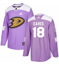 Men's Adidas Anaheim Ducks #18 Patrick Eaves Authentic Purple Fights Cancer Practice NHL Jersey