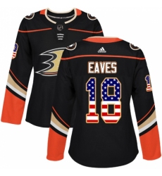 Women's Adidas Anaheim Ducks #18 Patrick Eaves Authentic Black USA Flag Fashion NHL Jersey