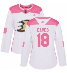 Women's Adidas Anaheim Ducks #18 Patrick Eaves Authentic White/Pink Fashion NHL Jersey