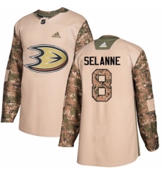 Men's Adidas Anaheim Ducks #8 Teemu Selanne Authentic Camo Veterans Day Practice NHL Jersey