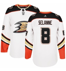 Men's Adidas Anaheim Ducks #8 Teemu Selanne Authentic White Away NHL Jersey