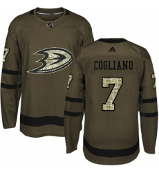 Men's Adidas Anaheim Ducks #7 Andrew Cogliano Authentic Green Salute to Service NHL Jersey