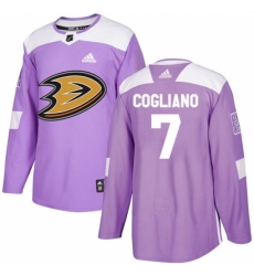 Men's Adidas Anaheim Ducks #7 Andrew Cogliano Authentic Purple Fights Cancer Practice NHL Jersey