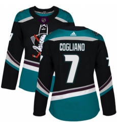 Women's Adidas Anaheim Ducks #7 Andrew Cogliano Authentic Black Teal Third NHL Jersey
