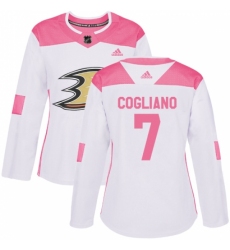 Women's Adidas Anaheim Ducks #7 Andrew Cogliano Authentic White/Pink Fashion NHL Jersey Women's Adidas Anaheim Ducks #7 Andrew Cogliano Authentic White/Pink Fashion NHL Jersey