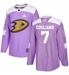 Youth Adidas Anaheim Ducks #7 Andrew Cogliano Authentic Purple Fights Cancer Practice NHL Jersey