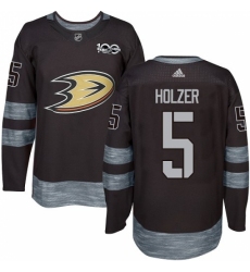 Men's Adidas Anaheim Ducks #5 Korbinian Holzer Authentic Black 1917-2017 100th Anniversary NHL Jersey Men's Adidas Anaheim Ducks #5 Korbinian Holzer Authentic Black 1917-2017 100th Anniversary NHL Jersey