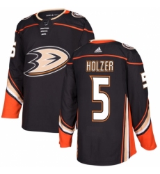 Men's Adidas Anaheim Ducks #5 Korbinian Holzer Authentic Black Home NHL Jersey