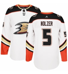 Men's Adidas Anaheim Ducks #5 Korbinian Holzer Authentic White Away NHL Jersey Men's Adidas Anaheim Ducks #5 Korbinian Holzer Authentic White Away NHL Jersey