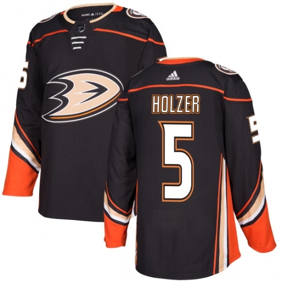 Men's Adidas Anaheim Ducks #5 Korbinian Holzer Premier Black Home NHL Jersey Men's Adidas Anaheim Ducks #5 Korbinian Holzer Premier Black Home NHL Jersey