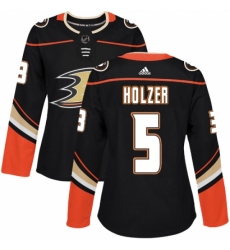 Women's Adidas Anaheim Ducks #5 Korbinian Holzer Authentic Black Home NHL Jersey