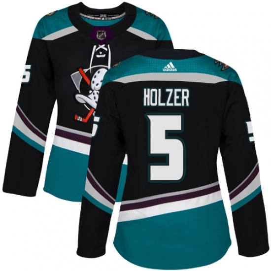 Women's Adidas Anaheim Ducks #5 Korbinian Holzer Authentic Black Teal Third NHL Jersey Women's Adidas Anaheim Ducks #5 Korbinian Holzer Authentic Black Teal Third NHL Jersey