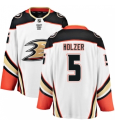 Youth Anaheim Ducks #5 Korbinian Holzer Fanatics Branded White Away Breakaway NHL Jersey