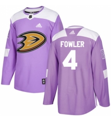 Men's Adidas Anaheim Ducks #4 Cam Fowler Authentic Purple Fights Cancer Practice NHL Jersey