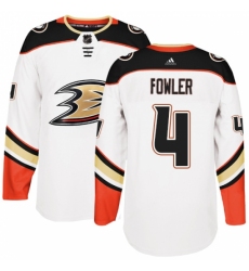 Men's Adidas Anaheim Ducks #4 Cam Fowler Authentic White Away NHL Jersey