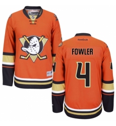Men's Reebok Anaheim Ducks #4 Cam Fowler Authentic Orange Third NHL Jersey