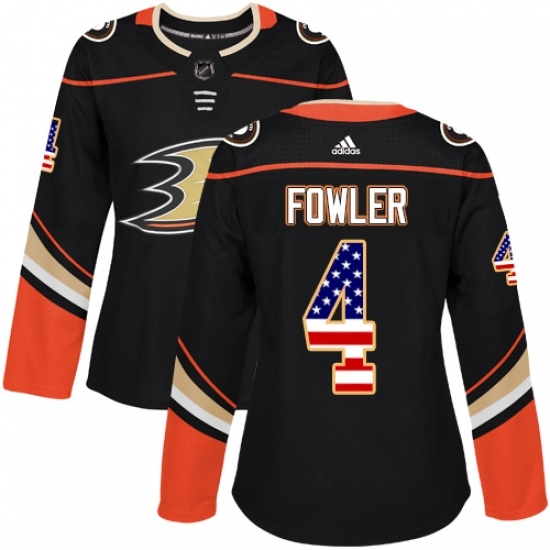 Women's Adidas Anaheim Ducks #4 Cam Fowler Authentic Black USA Flag Fashion NHL Jersey Women's Adidas Anaheim Ducks #4 Cam Fowler Authentic Black USA Flag Fashion NHL Jersey