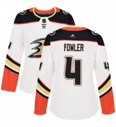 Women's Adidas Anaheim Ducks #4 Cam Fowler Authentic White Away NHL Jersey