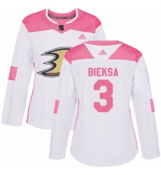 Women's Adidas Anaheim Ducks #3 Kevin Bieksa Authentic White/Pink Fashion NHL Jersey