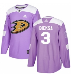 Youth Adidas Anaheim Ducks #3 Kevin Bieksa Authentic Purple Fights Cancer Practice NHL Jersey
