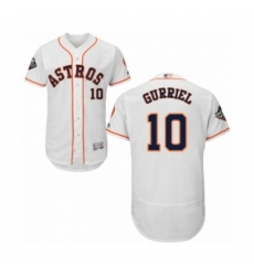 Men's Houston Astros #10 Yuli Gurriel White Home Flex Base Authentic Collection 2019 World Series Bound Baseball Jersey