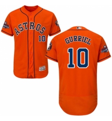 Men's Majestic Houston Astros #10 Yuli Gurriel Authentic Orange Alternate 2017 World Series Champions Flex Base MLB Jersey