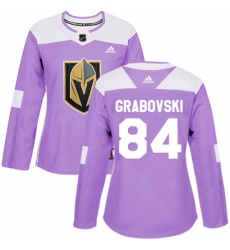 Women's Adidas Vegas Golden Knights #84 Mikhail Grabovski Authentic Purple Fights Cancer Practice NHL Jersey