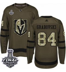 Youth Adidas Vegas Golden Knights #84 Mikhail Grabovski Authentic Green Salute to Service 2018 Stanley Cup Final NHL Jersey
