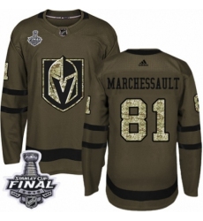 Youth Adidas Vegas Golden Knights #81 Jonathan Marchessault Authentic Green Salute to Service 2018 Stanley Cup Final NHL Jersey