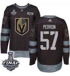 Men's Adidas Vegas Golden Knights #57 David Perron Authentic Black 1917-2017 100th Anniversary 2018 Stanley Cup Final NHL Jersey