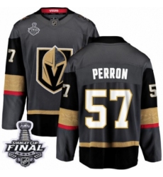 Men's Vegas Golden Knights #57 David Perron Authentic Black Home Fanatics Branded Breakaway 2018 Stanley Cup Final NHL Jersey