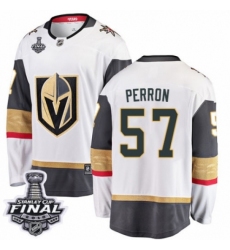 Men's Vegas Golden Knights #57 David Perron Authentic White Away Fanatics Branded Breakaway 2018 Stanley Cup Final NHL Jersey