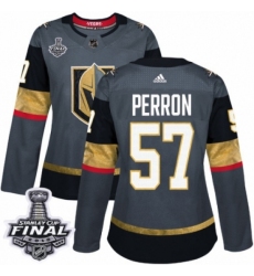 Women's Adidas Vegas Golden Knights #57 David Perron Authentic Gray Home 2018 Stanley Cup Final NHL Jersey
