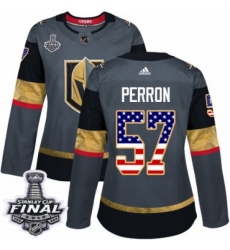 Women's Adidas Vegas Golden Knights #57 David Perron Authentic Gray USA Flag Fashion 2018 Stanley Cup Final NHL Jersey