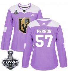 Women's Adidas Vegas Golden Knights #57 David Perron Authentic Purple Fights Cancer Practice 2018 Stanley Cup Final NHL Jersey