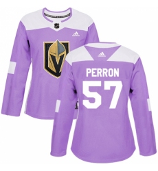 Women's Adidas Vegas Golden Knights #57 David Perron Authentic Purple Fights Cancer Practice NHL Jersey