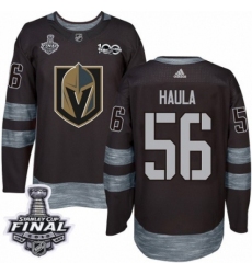 Men's Adidas Vegas Golden Knights #56 Erik Haula Authentic Black 1917-2017 100th Anniversary 2018 Stanley Cup Final NHL Jersey