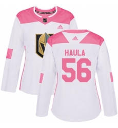 Women's Adidas Vegas Golden Knights #56 Erik Haula Authentic White/Pink Fashion NHL Jersey