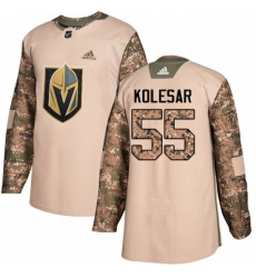 Youth Adidas Vegas Golden Knights #55 Keegan Kolesar Authentic Camo Veterans Day Practice NHL Jersey