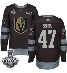 Men's Adidas Vegas Golden Knights #47 Luca Sbisa Authentic Black 1917-2017 100th Anniversary 2018 Stanley Cup Final NHL Jersey